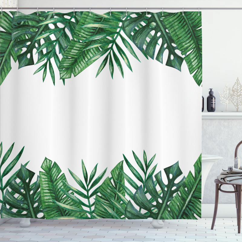 Forest Leaves Frame Shower Curtain