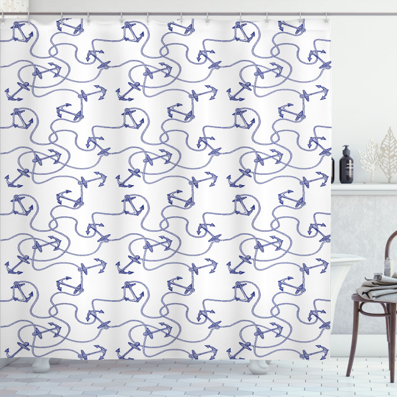 Hand Drawn Anchors Shower Curtain