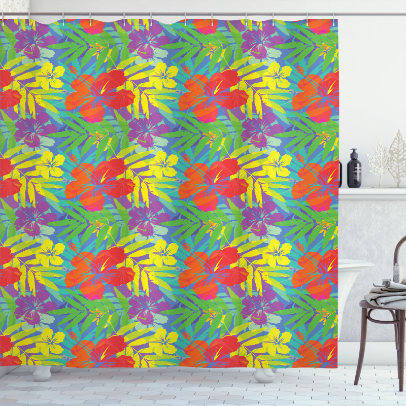 Abstract Vibrant Hibiscus Shower Curtain