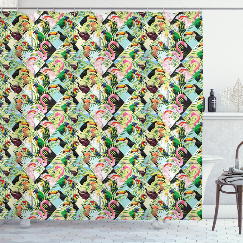 Tropical Jungle Parrots Shower Curtain