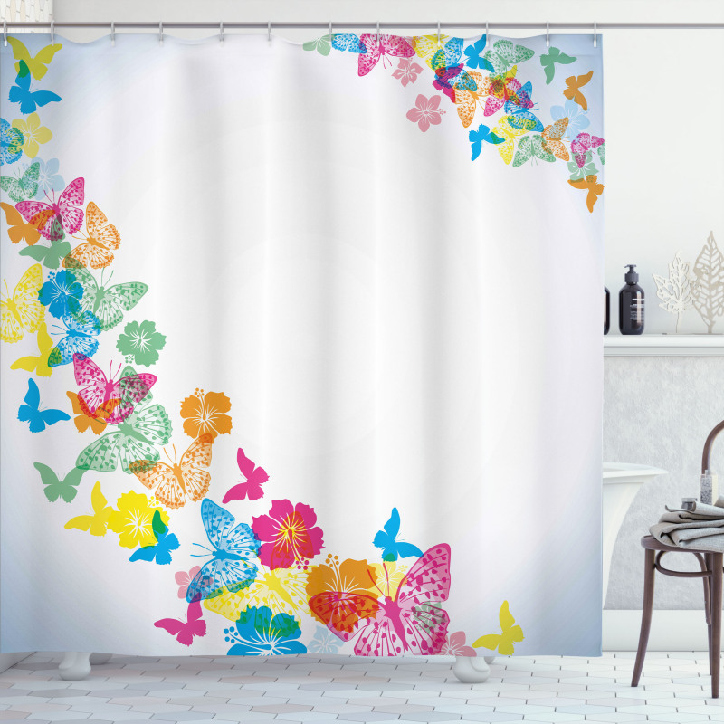 Colorful Butterfly Borders Shower Curtain