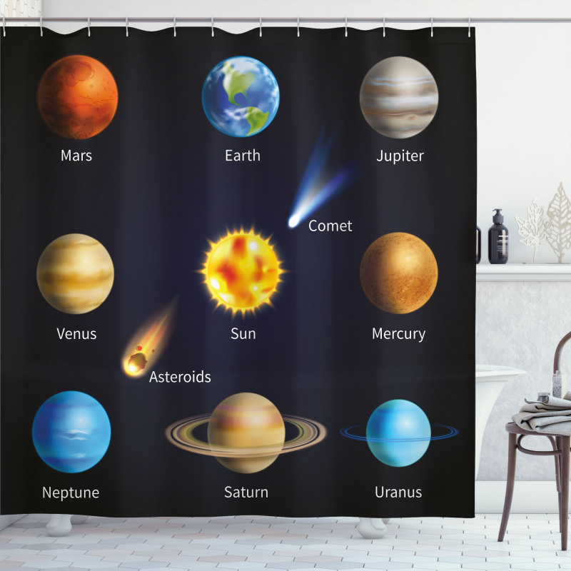 Space Objects Comet Shower Curtain