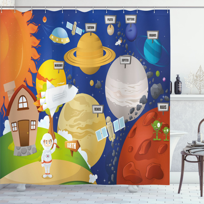 Cartoon Outer Space Shower Curtain