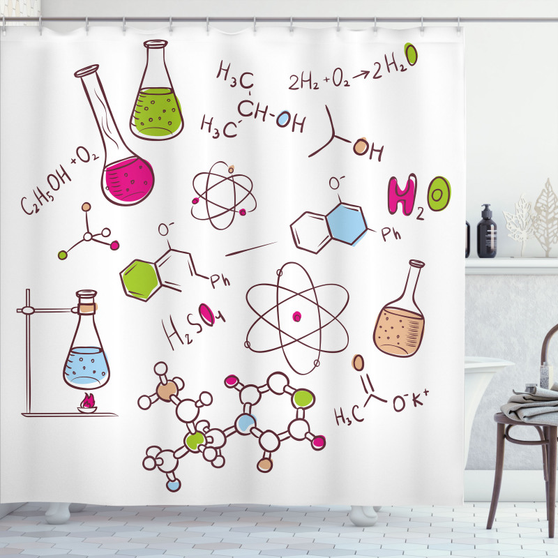 Doodle Style Atom Shower Curtain