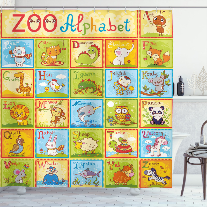 Zoo Alphabet Style Shower Curtain