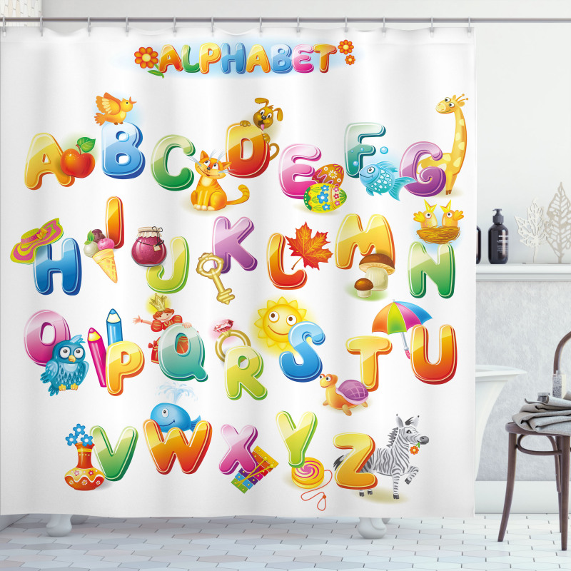 Cartoon Alphabet Shower Curtain