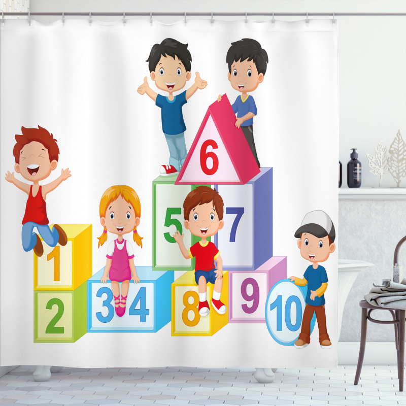 Boys Girls Numbers Shower Curtain