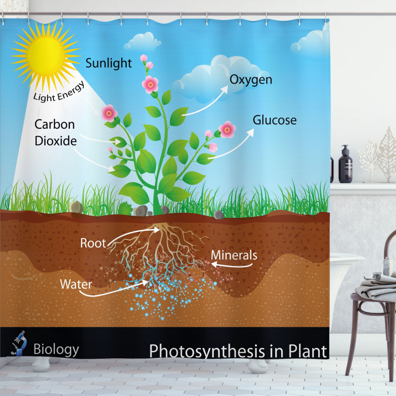Plant Diagram Style Shower Curtain