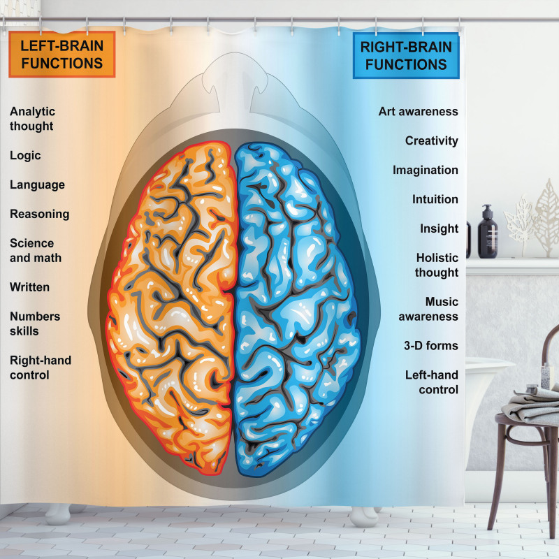 Left Right Brain Shower Curtain