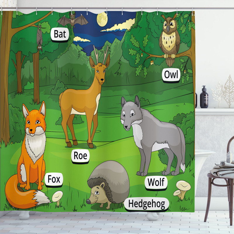 Cartoon Animals Shower Curtain