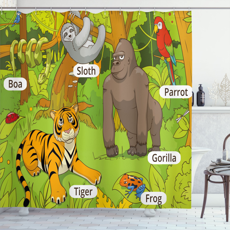 Jungle Fauna Zoo Shower Curtain