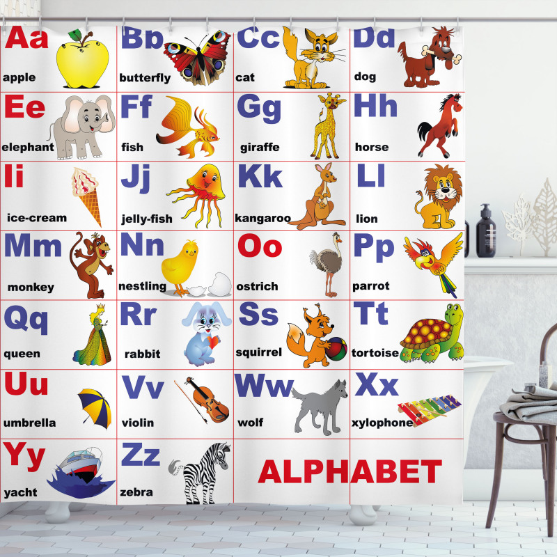 Animal Letters Shower Curtain