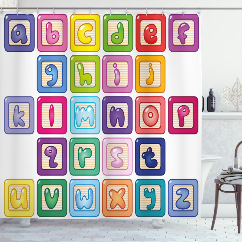 Lower Case Blocks Shower Curtain