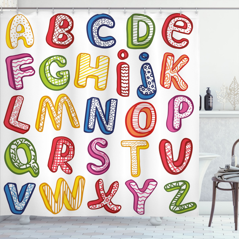 3D Letters ABC Shower Curtain