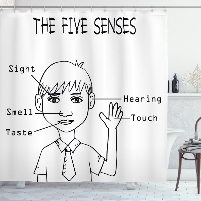 5 Senses on Boy Shower Curtain