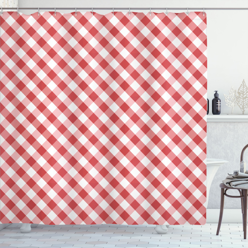 Retro Red Squares Shower Curtain