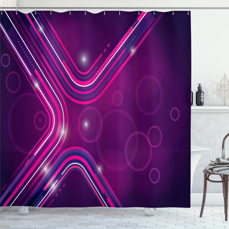 Purple Lines Circles Shower Curtain