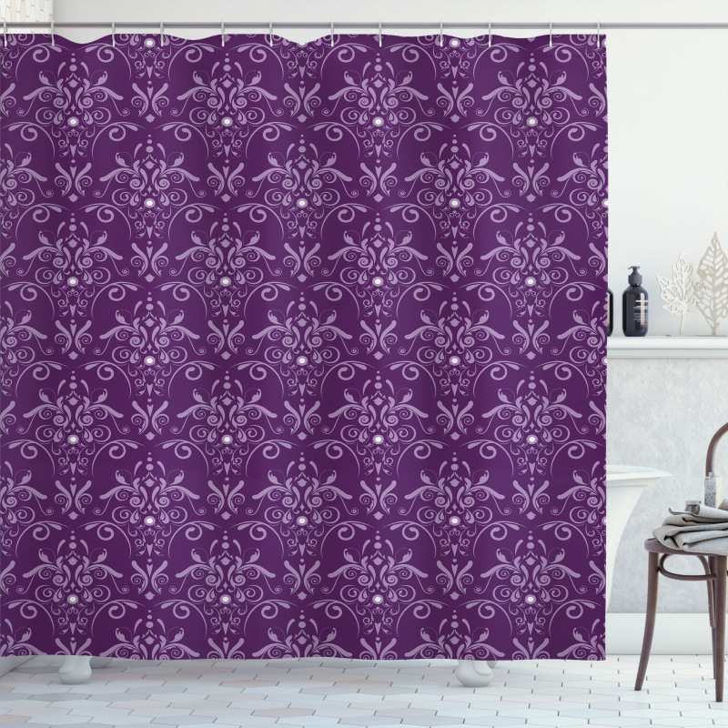 Damask Leaves Curls Shower Curtain