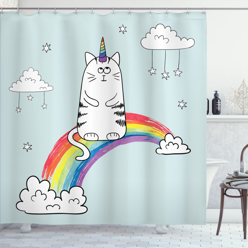 Rainbow Words Art Shower Curtain