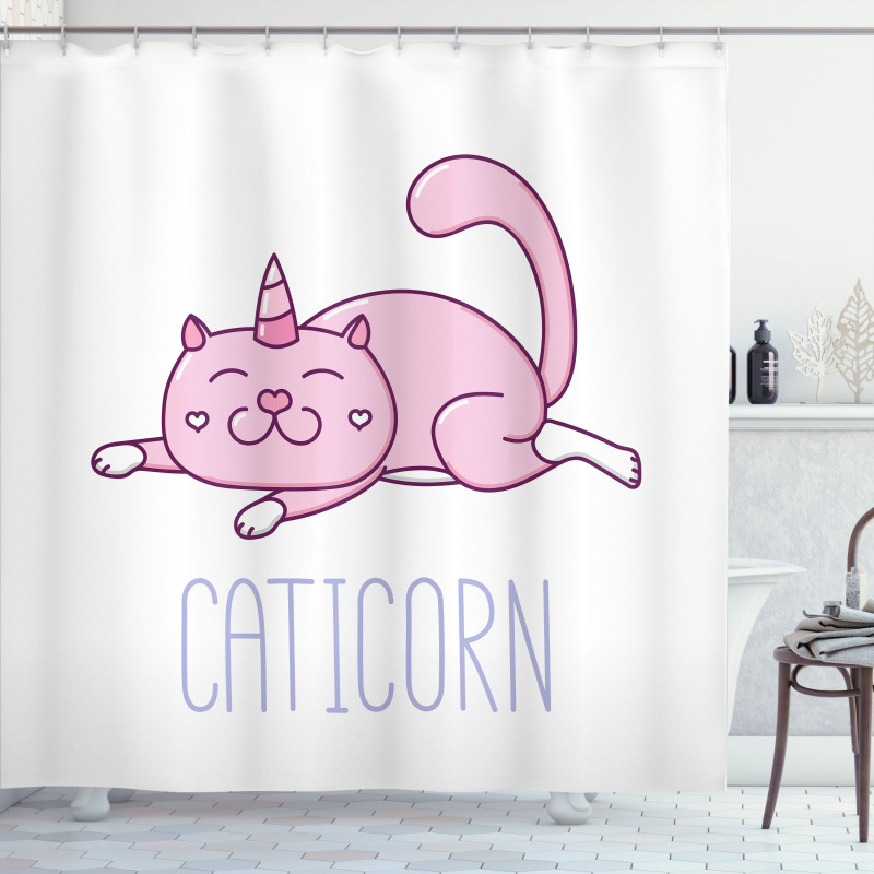 Pink Funny Mascot Shower Curtain