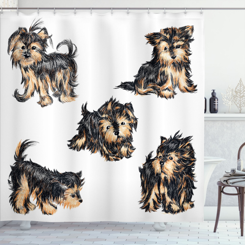 Terrier Cartoon Shower Curtain