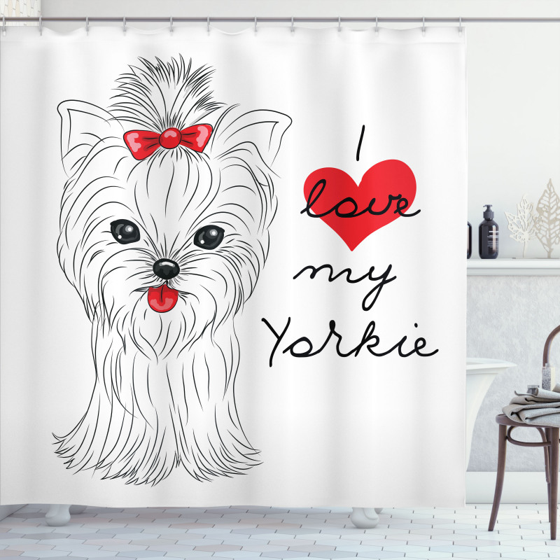 I Love My Yorkie Terrier Shower Curtain