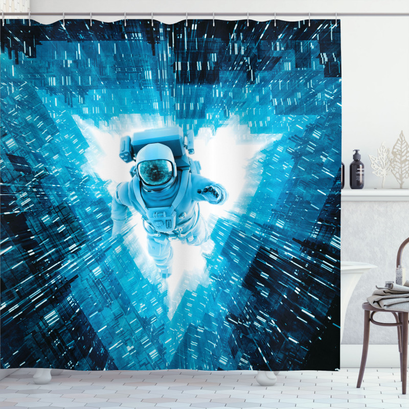 Space Man Diving Shower Curtain