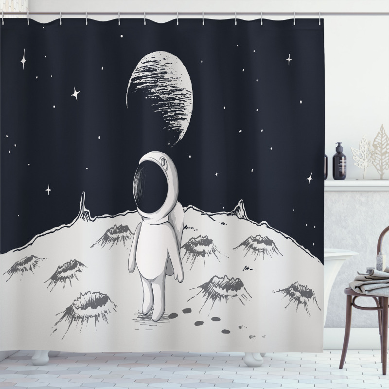 Space Children Happy Shower Curtain