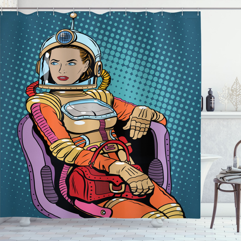 Space Lady Purse Shower Curtain