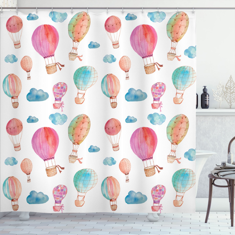 Air Balloons Clouds Shower Curtain