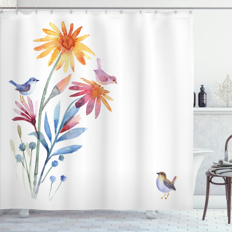 Flower Brush Effect Shower Curtain