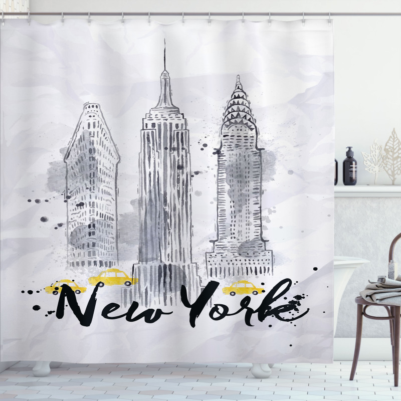 New York Sketch Art Shower Curtain