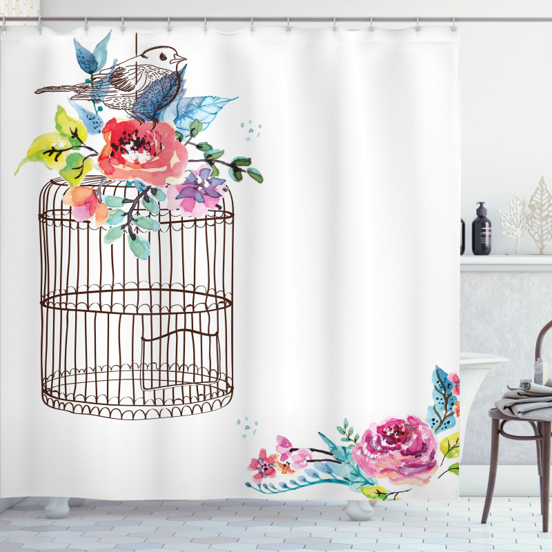 Sketch Bird Cage Shower Curtain