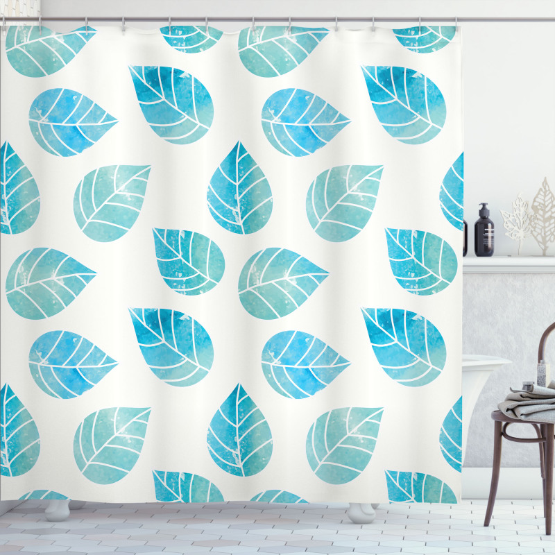 Fallen Blue Leaves Shower Curtain