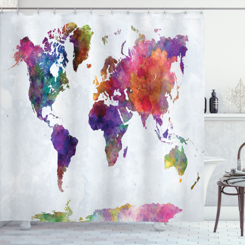 Colorful World Map Shower Curtain