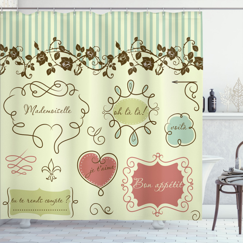 Vintage France Doodle Shower Curtain