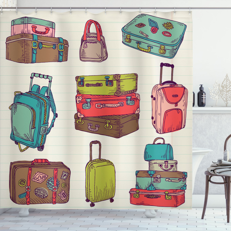 Colorful Suitcases Shower Curtain