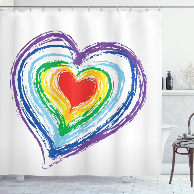 Nested Rainbow Heart Shower Curtain