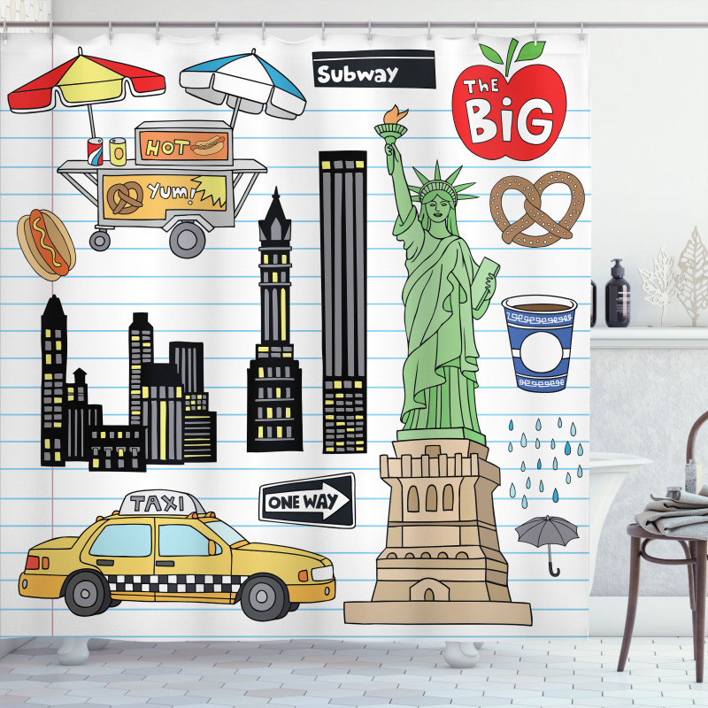 Big Apple Hot Dog Shower Curtain