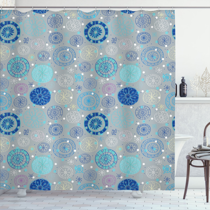 Abstract Snowflakes Shower Curtain