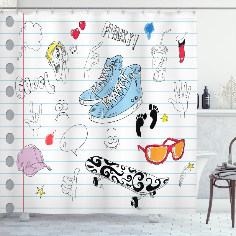 Drawings on a Notebook Shower Curtain