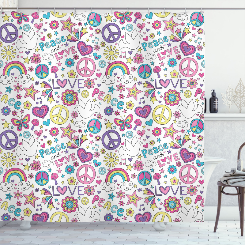 Sixties of Peace Shower Curtain