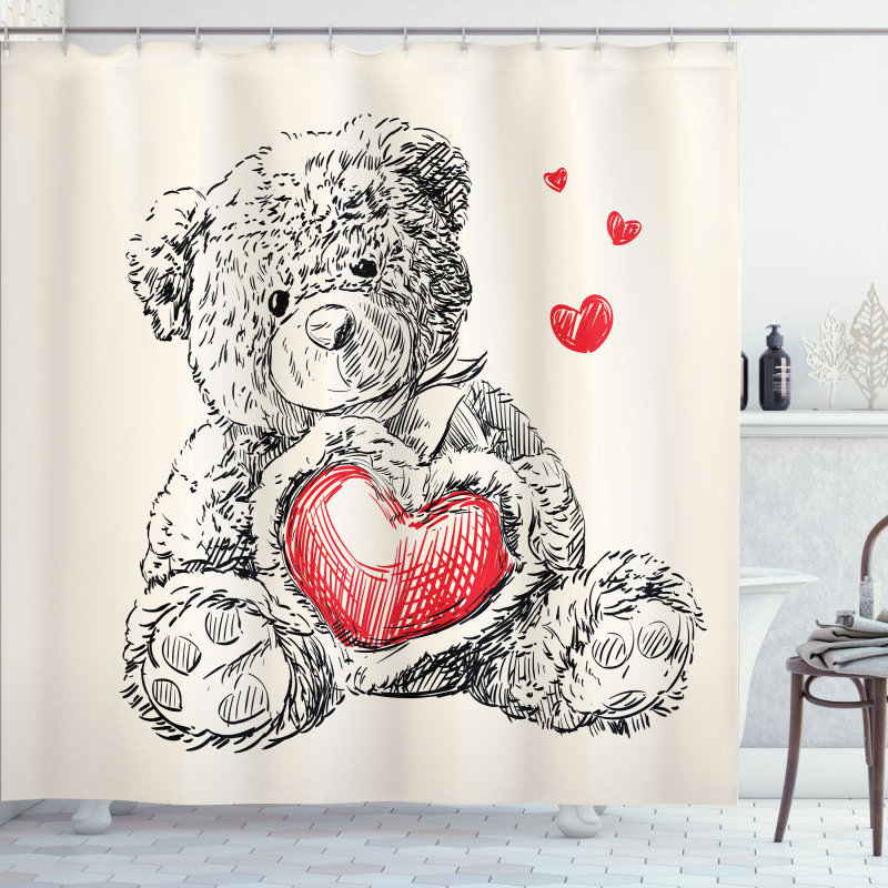 Detailed Teddy Bear Shower Curtain