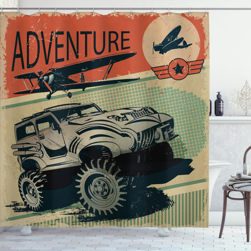 Strong Vehicle Planes Shower Curtain