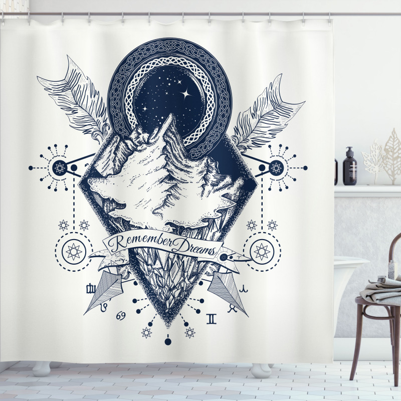 Boho Mountains Arrows Shower Curtain