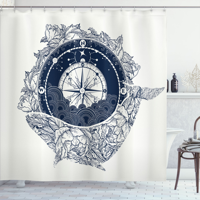 Antique Sea Compass Shower Curtain