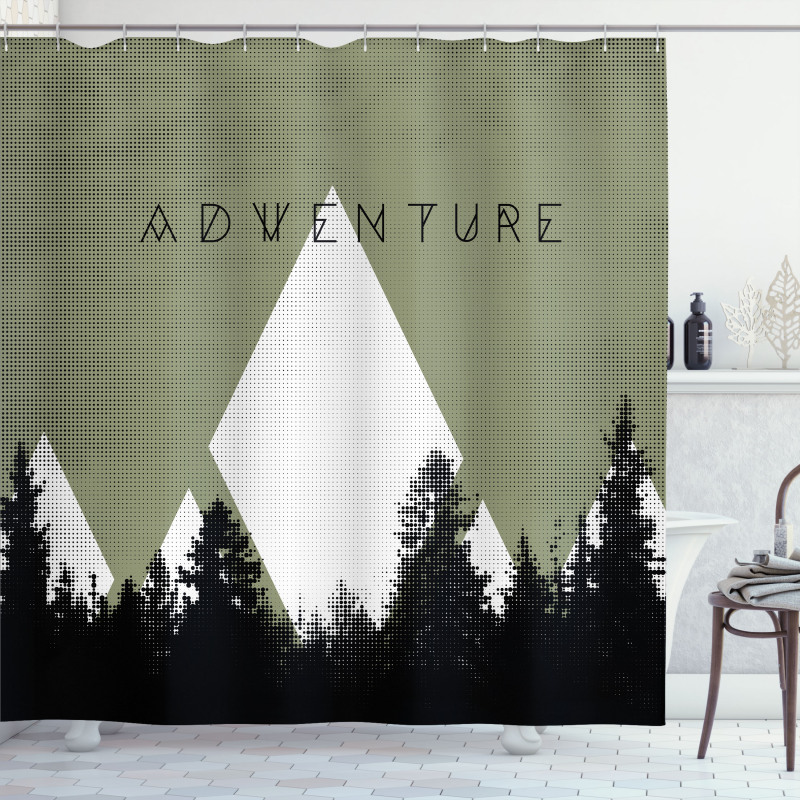 Forest Halftone Style Shower Curtain