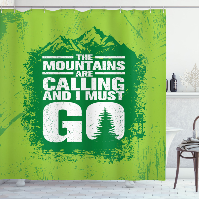 Grungy Mountains Text Shower Curtain