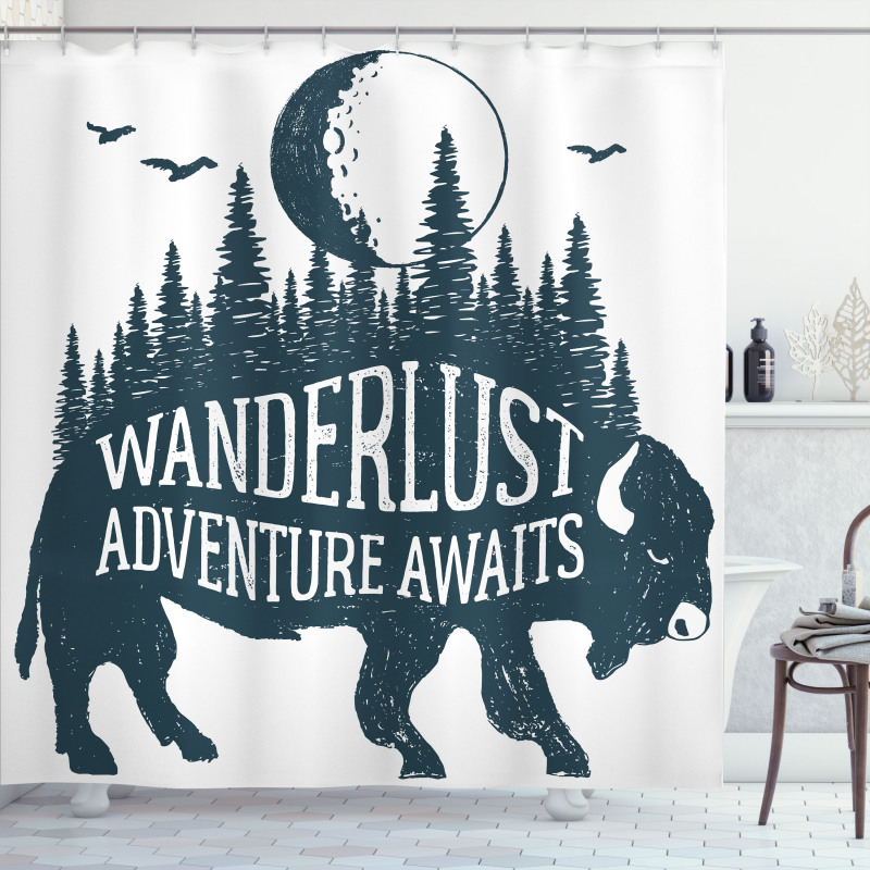 Buffalo Forest Moon Shower Curtain