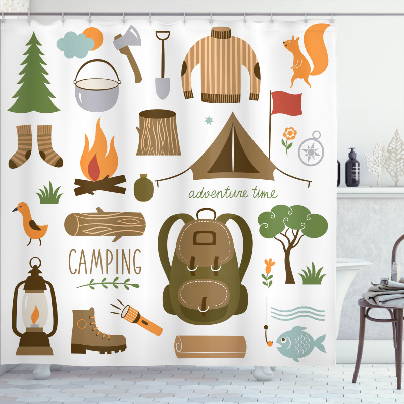 Camping Equipment Shower Curtain